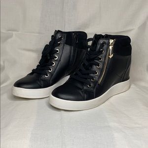 Also black high top wedges